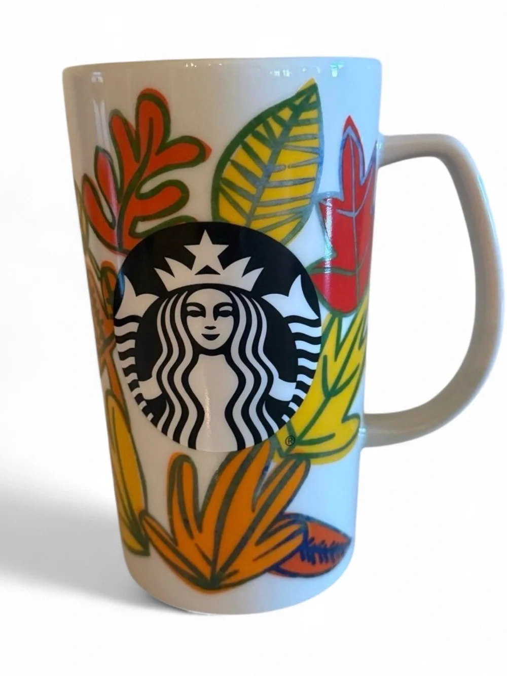 NWT Starbucks 16oz White Ceramic Fall Leaves Mug